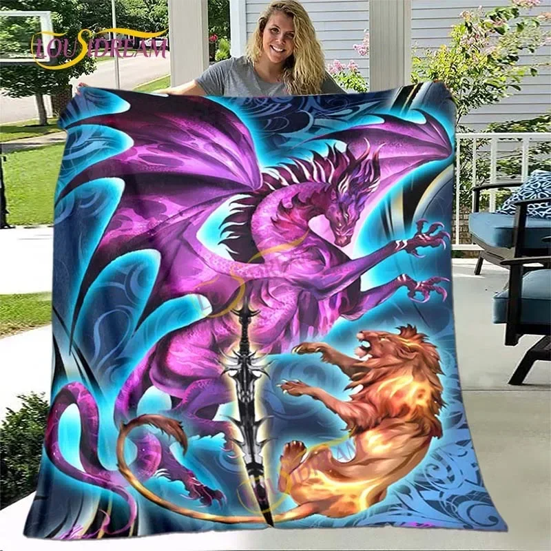 Blanket sofa bed blanket animal super soft warmth wolf, dragon and tiger elements 3D printing blanket fleece blanket