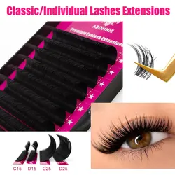 Abonnie B/C/CC/D/DD Curl All Size Classic Lashes Mixed Tray Premium Individual Eyelashes Extensions Russian Volume Eyelash