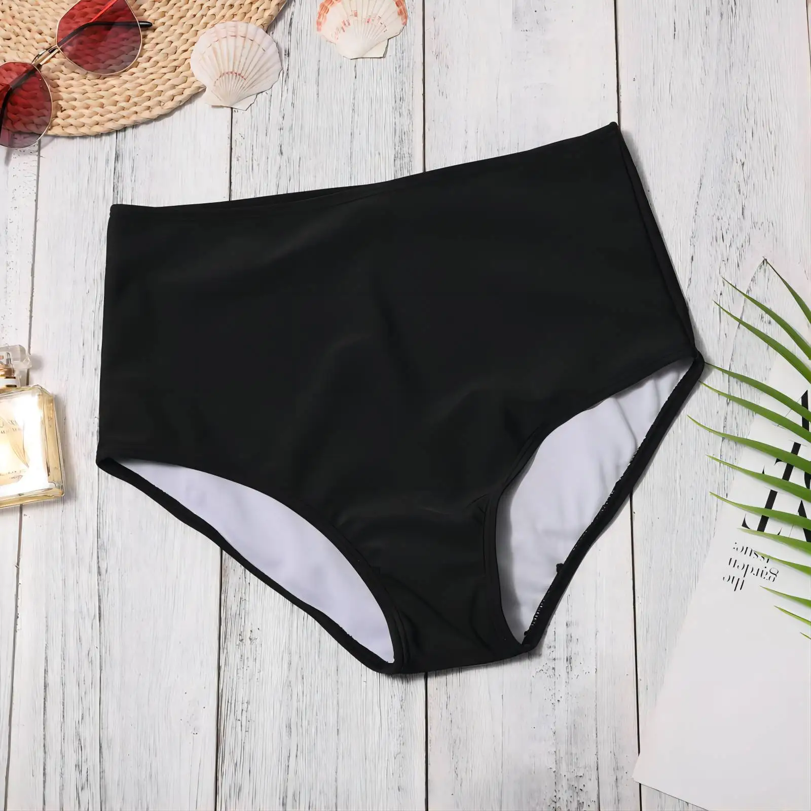 Fashion Bikini Panties Women Black Pants High Waisted Bikini Swim Pants Shorts Bottom Swimsuit Swimwear Female High Waist 2021