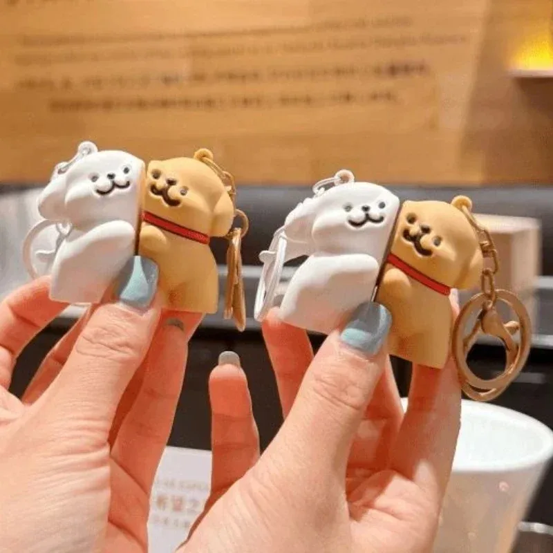 زوجين المغناطيسي جرو المفاتيح 2 قطعة لا تترك قبلة الكلب حلقة رئيسية لطيف حقيبة بنقوش كرتونية قلادة سحر هدية لعشاق الأصدقاء