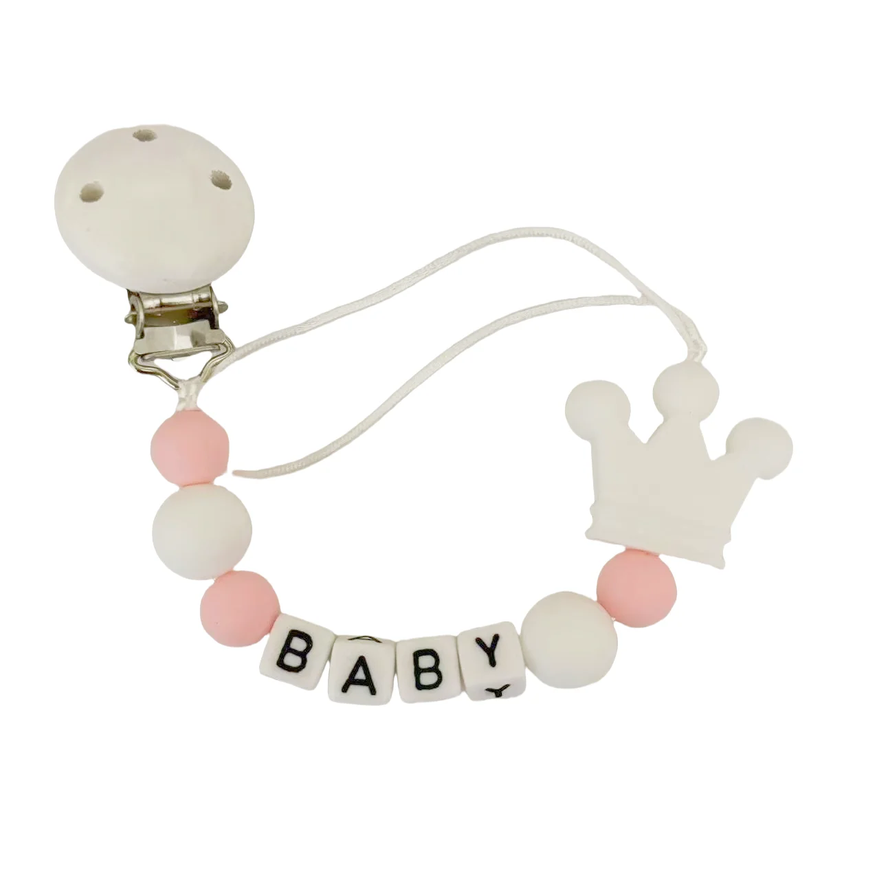 Personalized Baby Pacifier Clip, Custom Name Silicone Dummy Chain