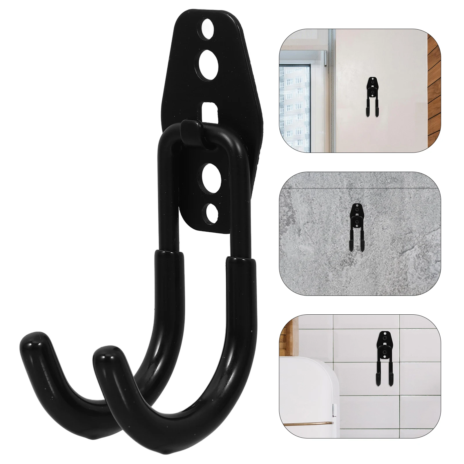 1PC Heavy Duty Iron Hook Black Garden Hose Hook Door Wall Mounted Coat Hanging Hooks Iron Organizer Hanger For Kitchen Bathroom