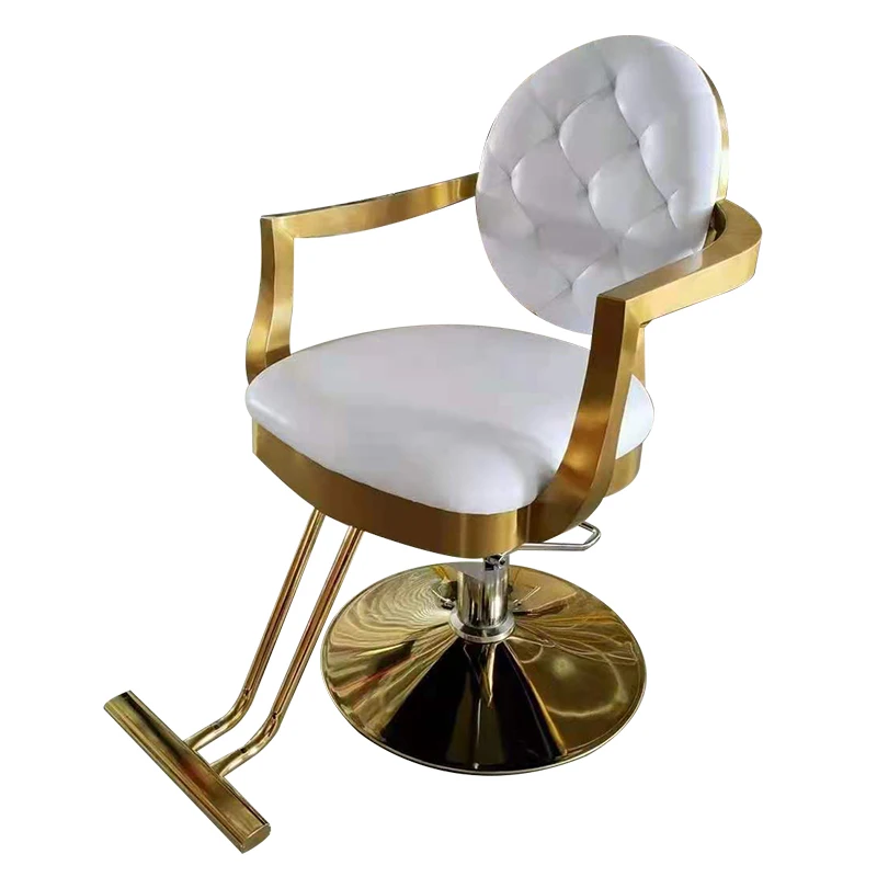 

Frame Modern Barber Chair Salon Styling Chair Hairdressing Chair Gold Wholesale Luxury White Metal Salon Furniture Beauty Salon