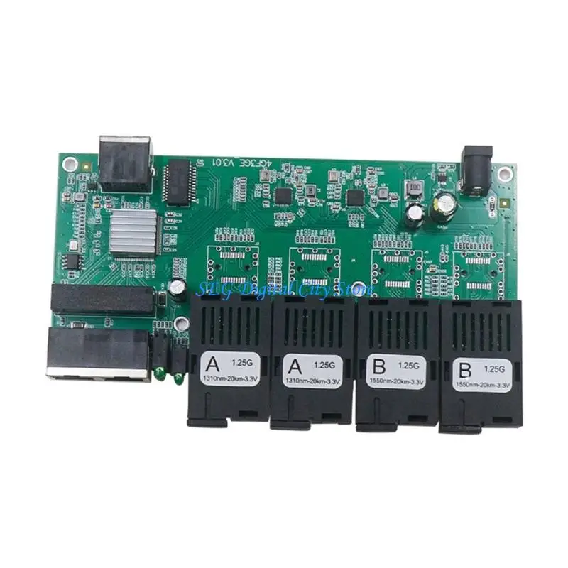 

U75B Gigabit 4 Opt 3 Electrical Fiber Media Converter With Single Mode For 20KM Long Distances Transmission