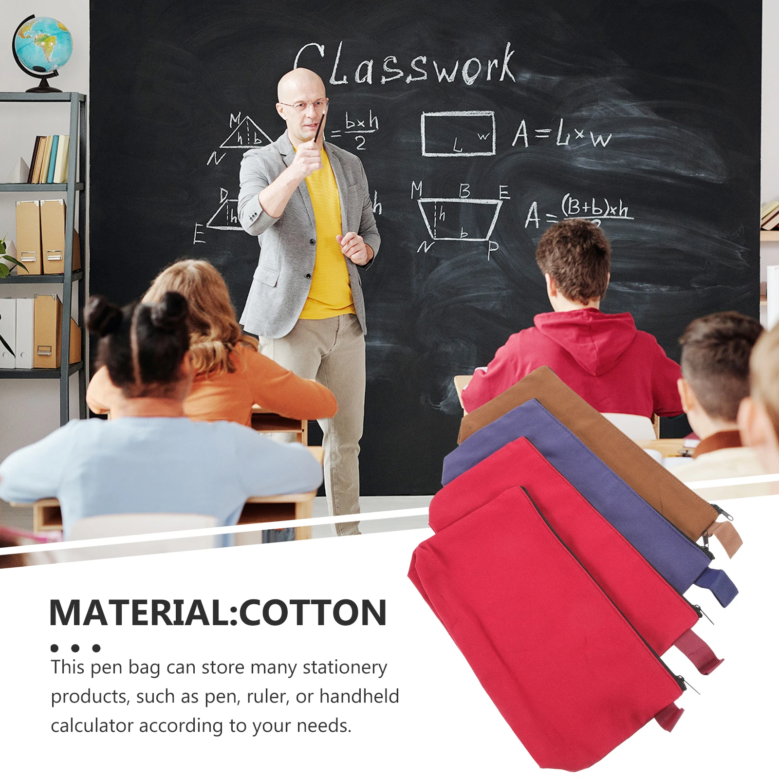 4Pcs Pencil Bags Large Capacity Zipper Portable Pencil Cases Multi-Use Pen Pouches for Stationery Office Supplies
