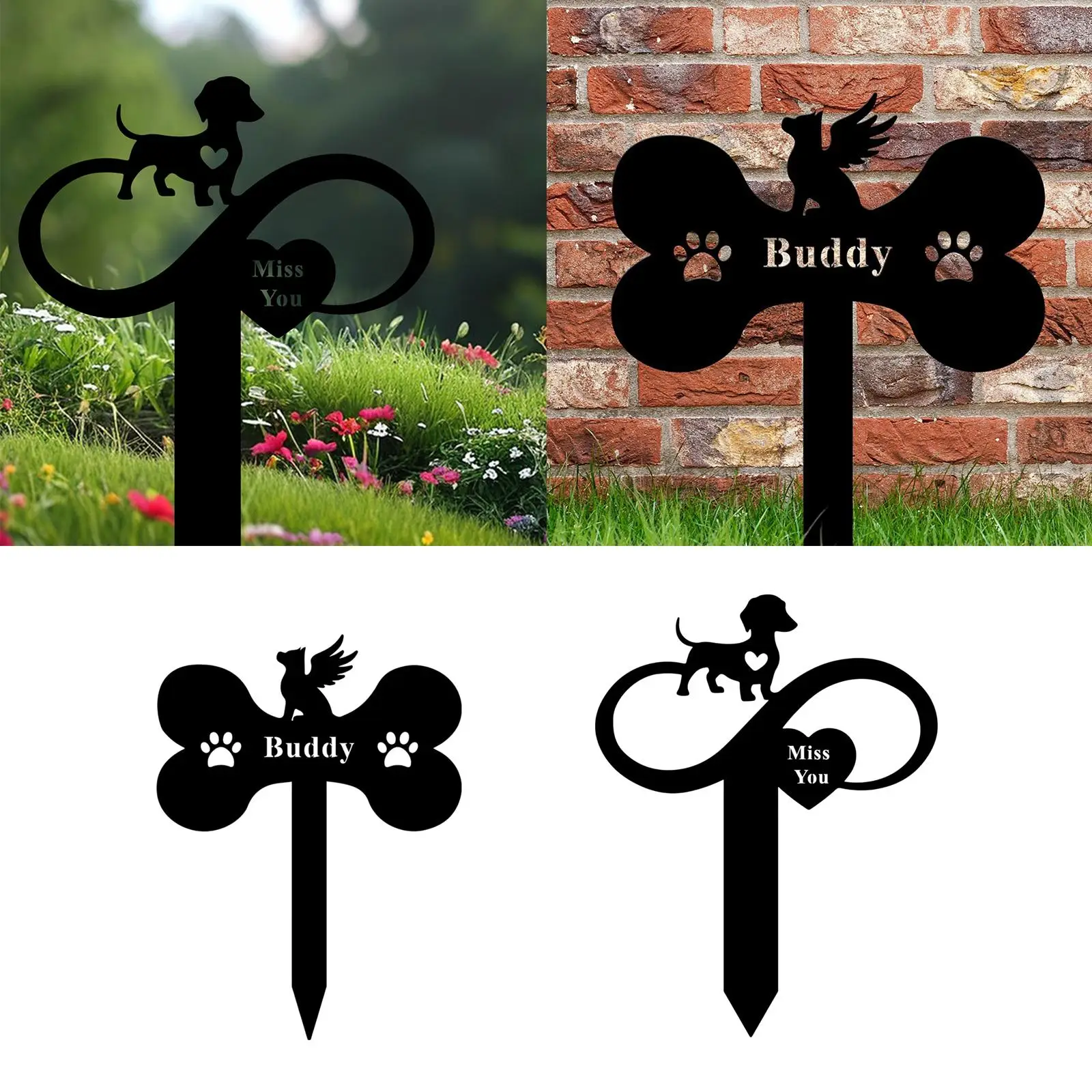 Dog Memorial Stake Waterproof Dog Tombstone for Graveside Outdoor Garden