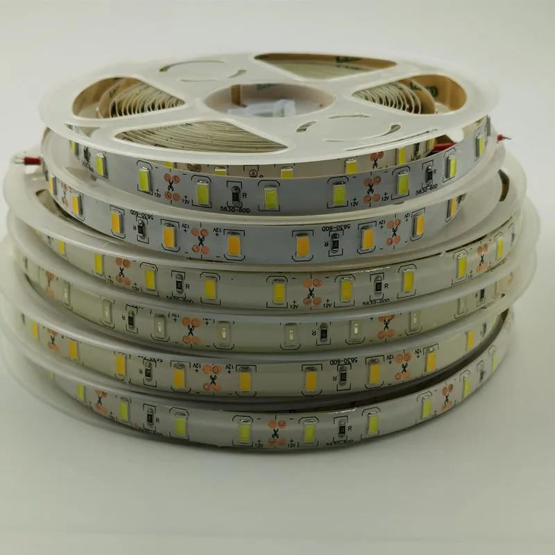 DC12V 5730 LED Strip 5630 SMD Flexible LED Strip 5m 60Led/m Warm White Cold White Red Green Blue 4000K IP20 IP65Waterproof