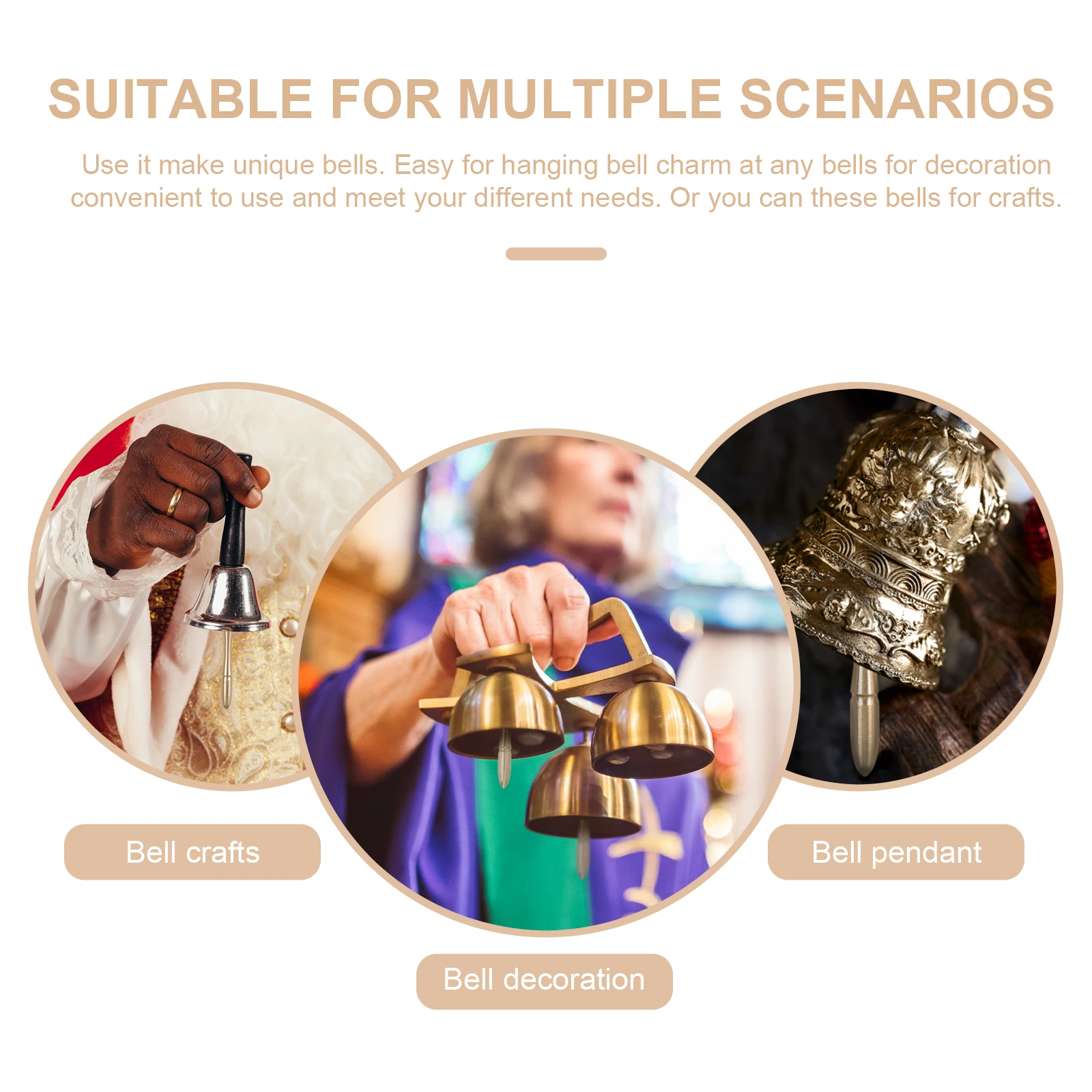 

Copper Bell Core Pendant 6CM Large Decorative Crafting Accessory Vintage Bells Small Pendant Christmas DIY Craft Supplies