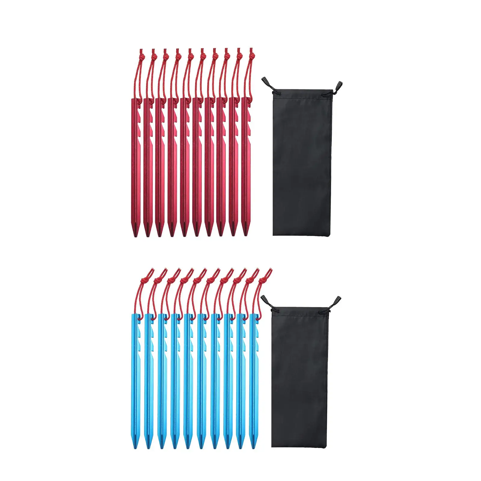 10x Tent Stakes Tarp Pegs with Storage Bag Tent Spikes Anchors Ground Pegs
