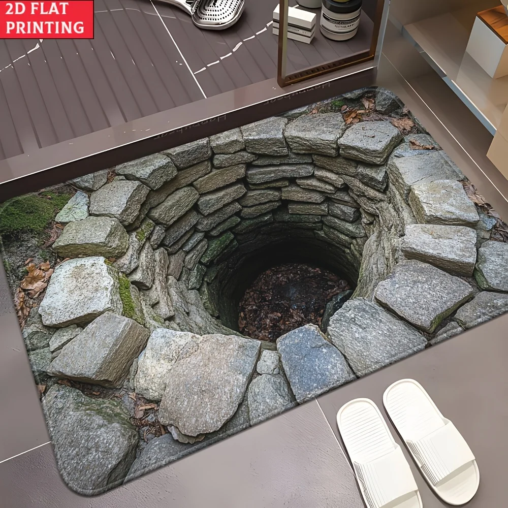 VIKAMA 2D Fun Dizzy Mat Pit Carpet Soft Kitchen Rug Entrance Doormat Carpet For Living Room Rug For Bedroom Bathroom Mat Home