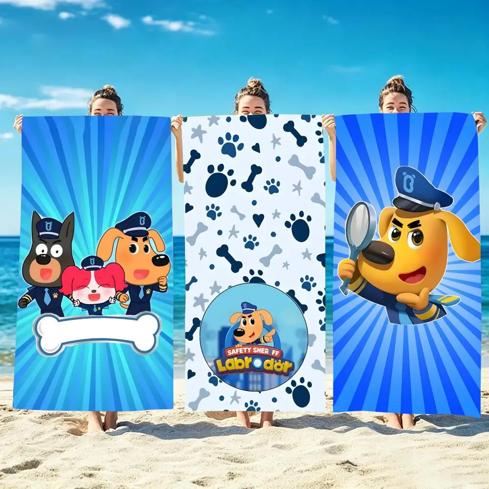 S-Safety Sheriff Labrador Towel Microfiber beach towel, quick-dry, sand-free, ultra-fine fiber, super soft.