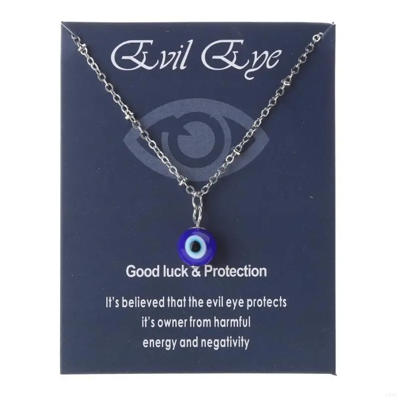 195C Blue Turkish Golden/Silver Chain for Evil Eye Necklace Lucky for Protection Neck
