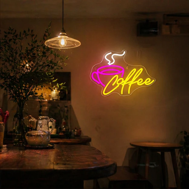 Coffee Bar Neon Sign, LED Neon Light Wall Decor for Cafe, Bar, Coffee Station, Kitchen, Shop, Aesthetic Art Decor, Party Gift