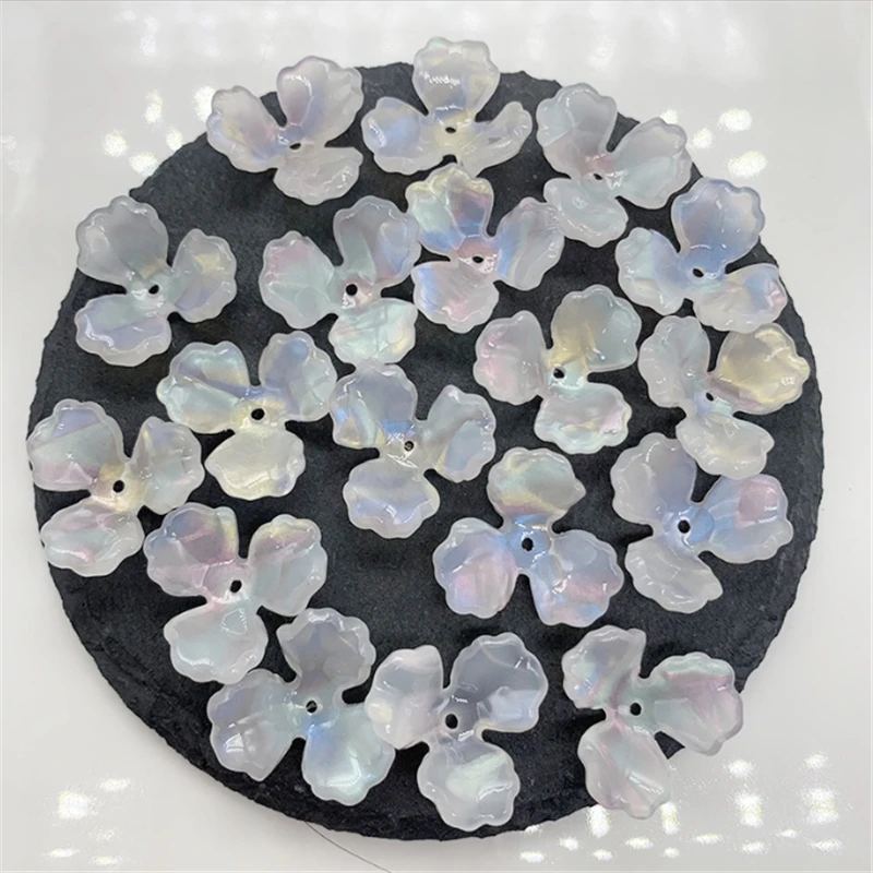 10Pcs/Lot New 21MM Acetic Acid Imitated Shell Flower Beads Acrylic Charm Connectors Diy Earrings Hair Jewelry Making Accessories