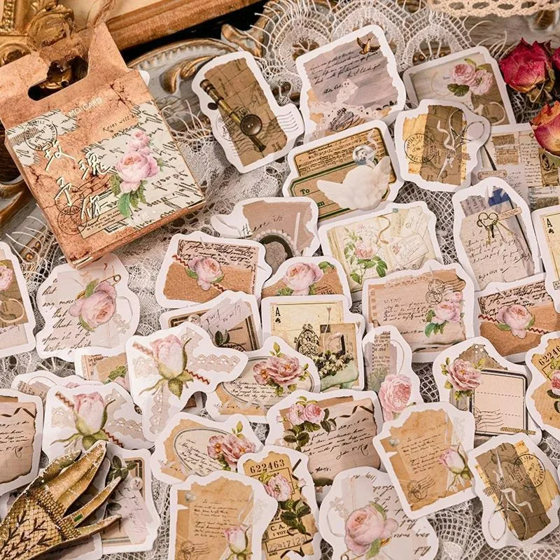 46Pcs Flower Stickers DIY Phone Case Material Handbook Water Cup Plant Transparent PET Stickers Hand Account Decorative Stickers