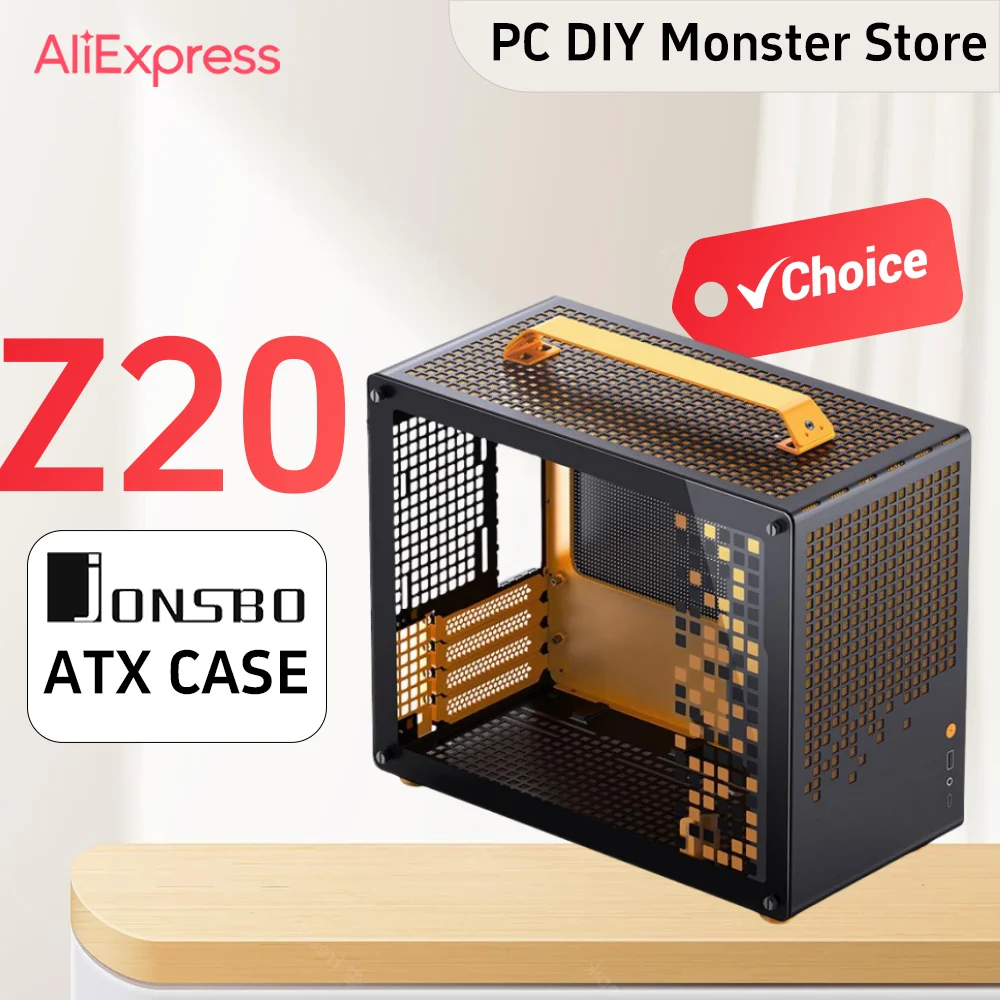 JONSBO Z20 화이트 블랙 MATX ATX 분리형 핸들 케이스, 공랭식 그래픽 카드 지원, C타입 데스크탑, 소형 공간 적합, 20L, 163mm