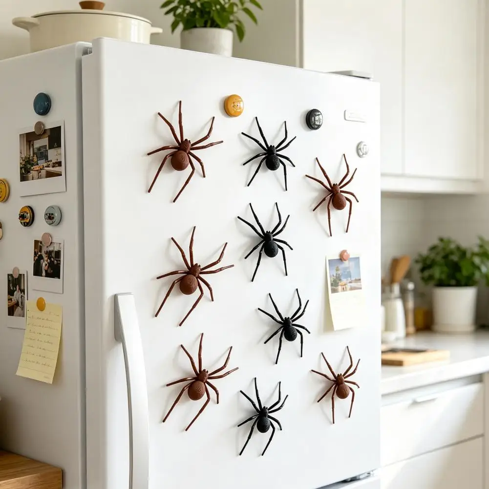 Realistic Spider Decor 2/4/8pcs 3d Spider Refrigerator Magnets Spider Decorative Magnets Halloween Party Magnetic for Metal
