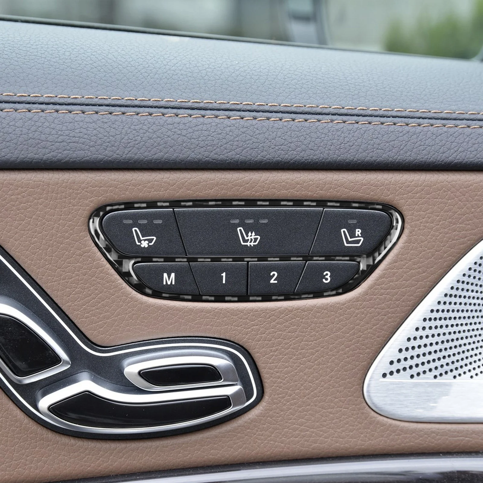 Real Carbon Fiber Car Accessories Seat Heating Cover Sticker For Mercedes Benz W222 S-Class/Maybach 13 14 15 16 17 18 19 20