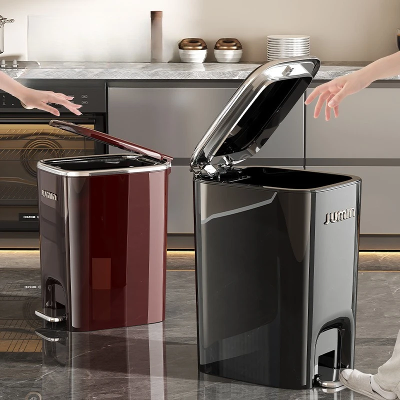 

Kitchen Trash Can Pedal Bin Step Bin Covered Hands Free Soft Close Lid Compact Home Bathroom Dorm Office Basurero De Cocina