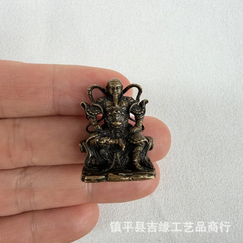 Brass Zhenwu Emperor Figurine for Home, Company, or Store Decoration, Mini Desktop Ornament