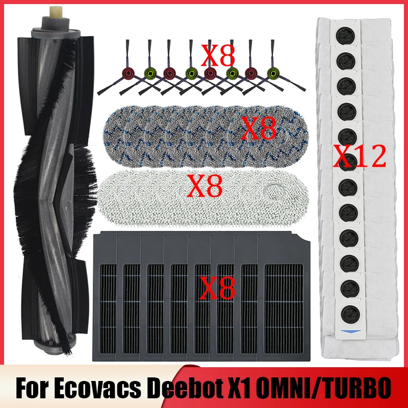For (Ecovacs Deebot X1/ T10 OMNI / TURBO) Spare Parts Hepa Filter Main Side Brush Mop Cloth Dust Bag Vacuum Cleaner Accessories