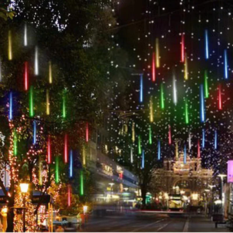 8Tubes Meteor Shower LED String Lights US Plug/EU Plug Street Decoration Fairy Garland Wedding Christmas Lights Outdoor Lighting