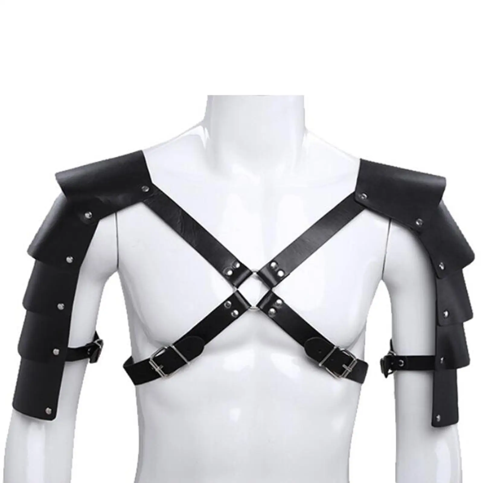 Leather Shoulder Armor Body Chest Harness Shrug Belt for Knight Pirate Dress up