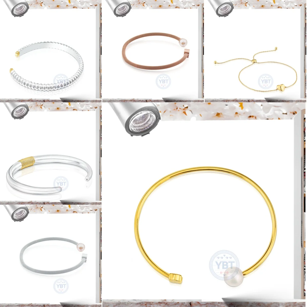 

2025 Premium 6-Piece Jewelry Set - Ribbed Silver/Rose Gold Pearl/Textured Gold Chains