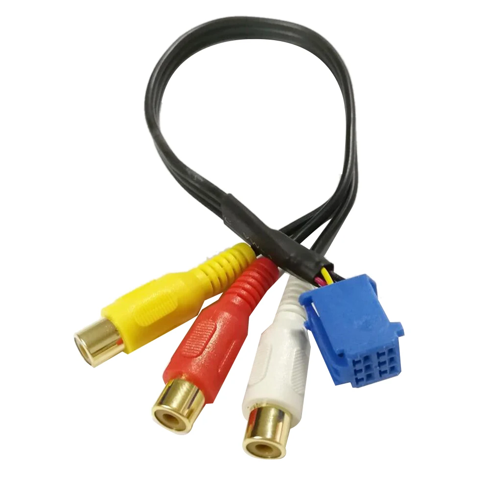 Car RCA Female Audio Video AV-In Cable Wire For Toyota Headunit 6Pin Blue A/V Port 3040-M53K