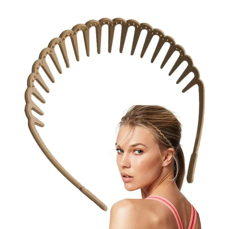 Elegant Solid Color Hairbands For Women Trendy Toothed Non-slip Hair Combs Hair Accessories Girl Face Wash Sports Headbands