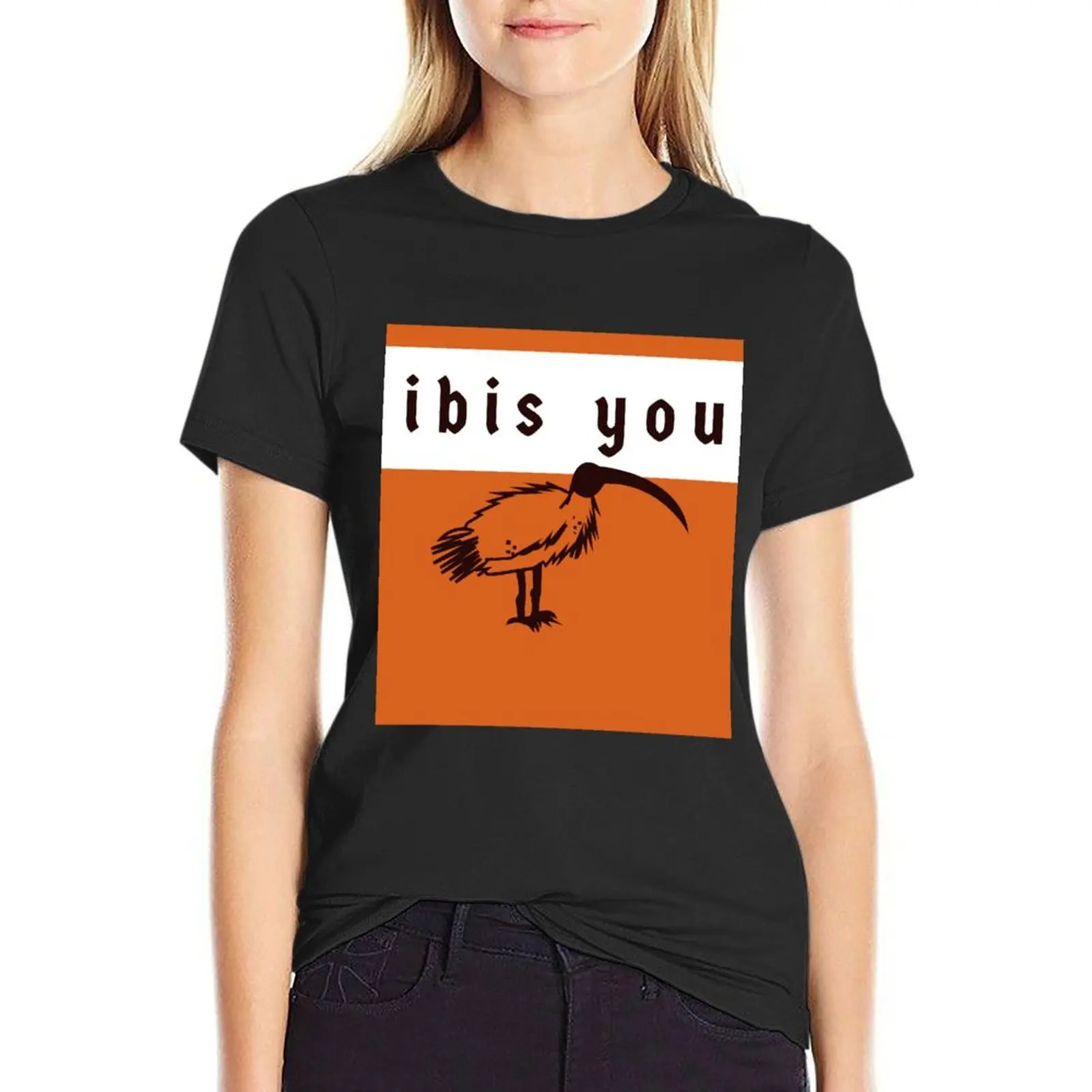 Ibis you - I miss you.Orange Background T-Shirt hippie clothes kawaii clothes tees Women clothing