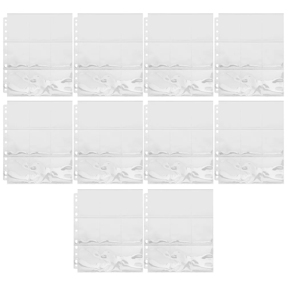 

10 Sheets 9 Grid Photo Album Sleeves Clear Plastic Insert Pages for Binder Photo Book Refills Transparent Pockets