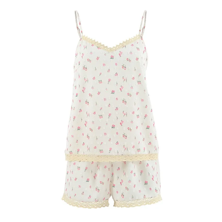 Printed Sleeveless Shorts European and American Style with Lightweight Wedding and Photo Studio V Neck Four Seasons for Women