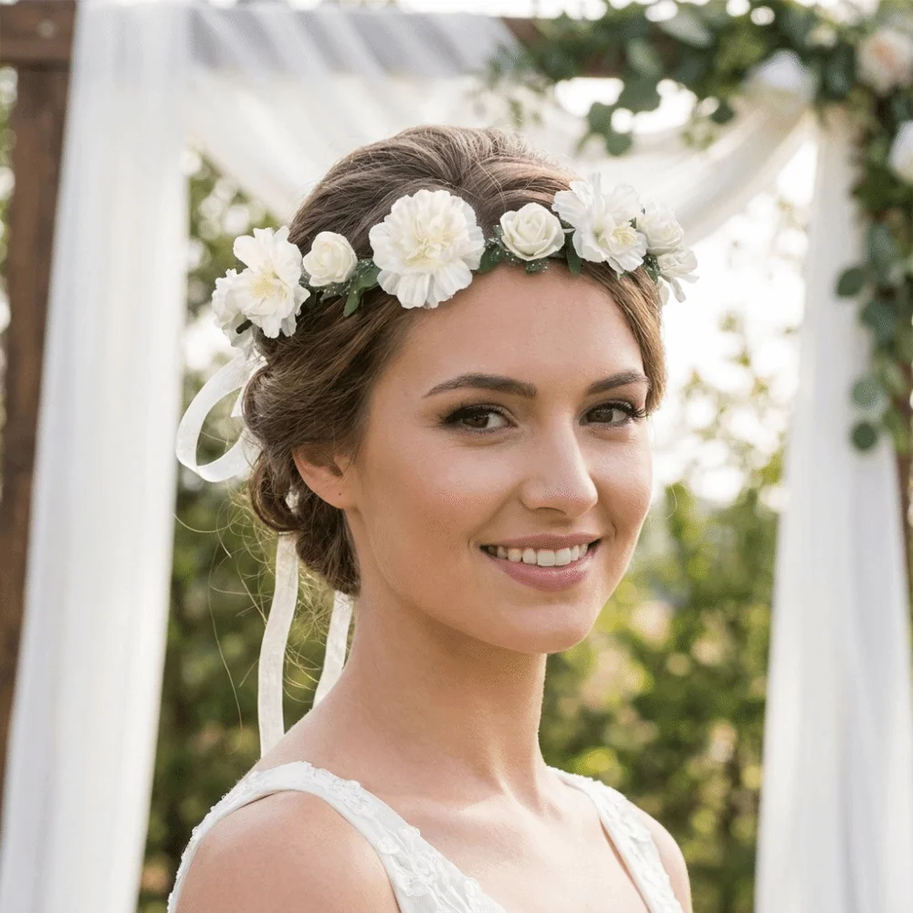 Simulated Flower Floral Headband Korean Style Garland Flower Crown Boho Style Hair Accessories Bridal Wreaths Birthday Party