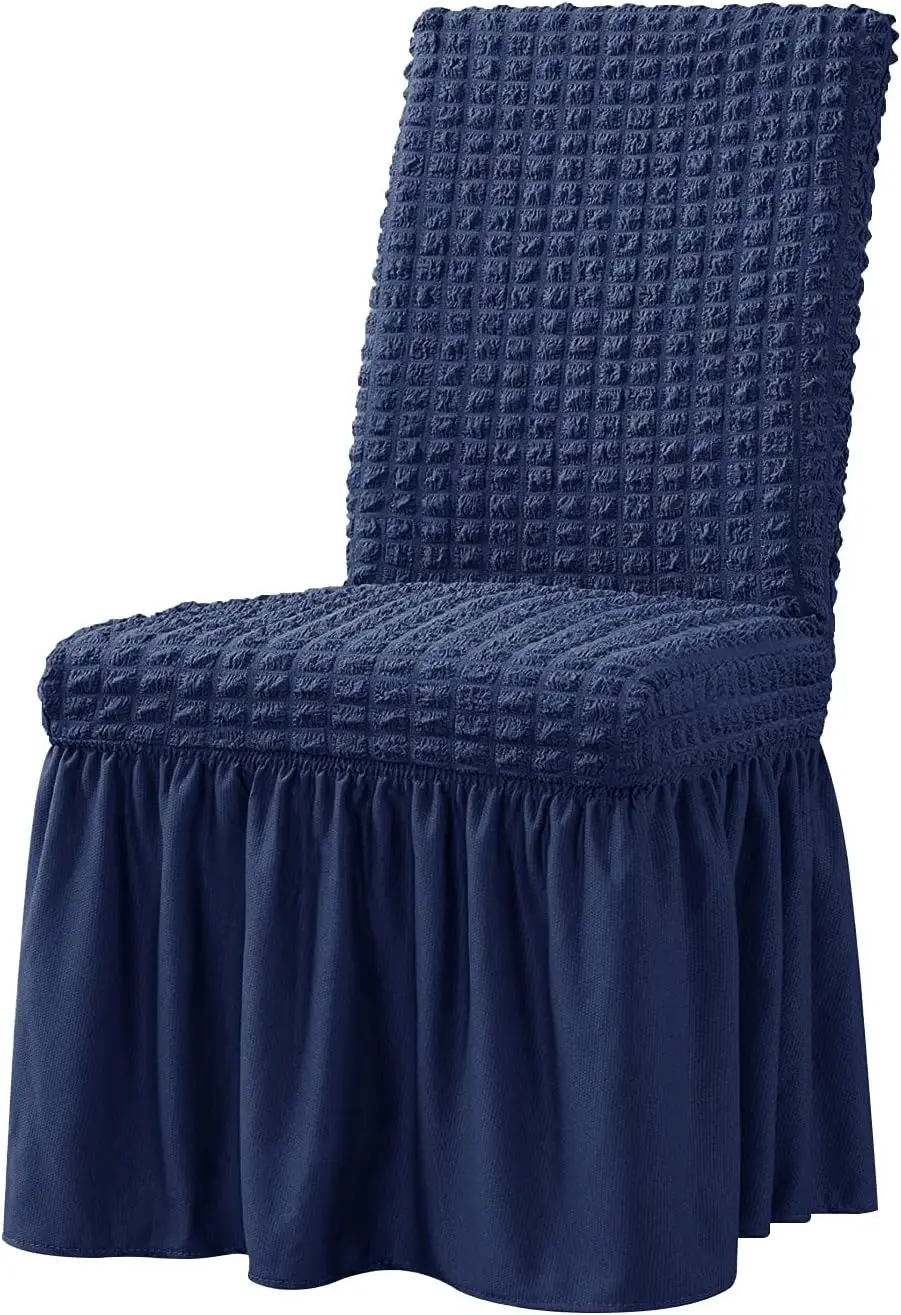 

Dining Room Chair Slipcovers 1-Piece Stretch Royal Blue Dining Chair Covers Non Slip Washable Furniture Protector With Skirt