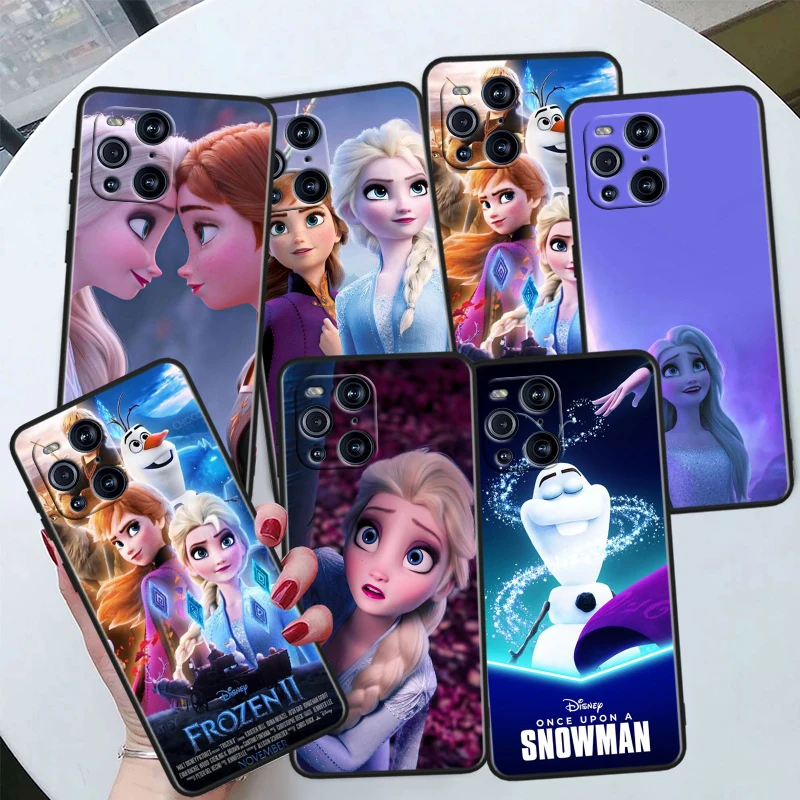 

Cool Disney Frozen Elsa For OPPO Find X6 X5 X3 X2 F21S F21 Pro Lite Neo Black Silicone Fundas Soft Cover Capa Phone Case