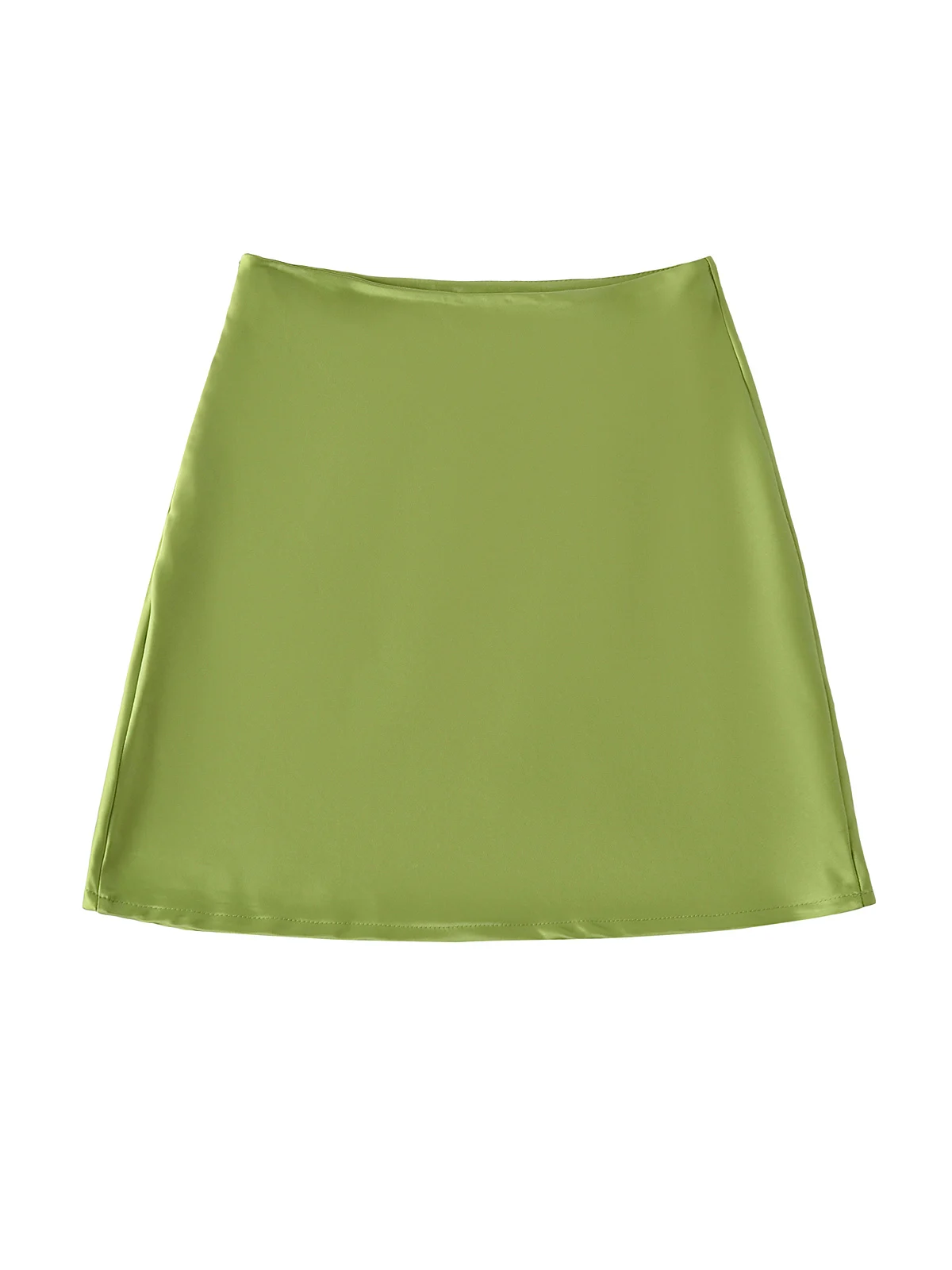 

Атласная ацетатная юбка с высокой талией, женская утягивающая цветная юбка трапециевидной формы с боковой молнией, американская повседневная одежда