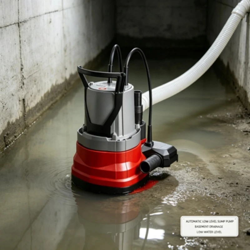 Low Water Level Submersible Pump Automatic Sump Pump 1cm Water Absorption Basement Drainage Water Pump 220V