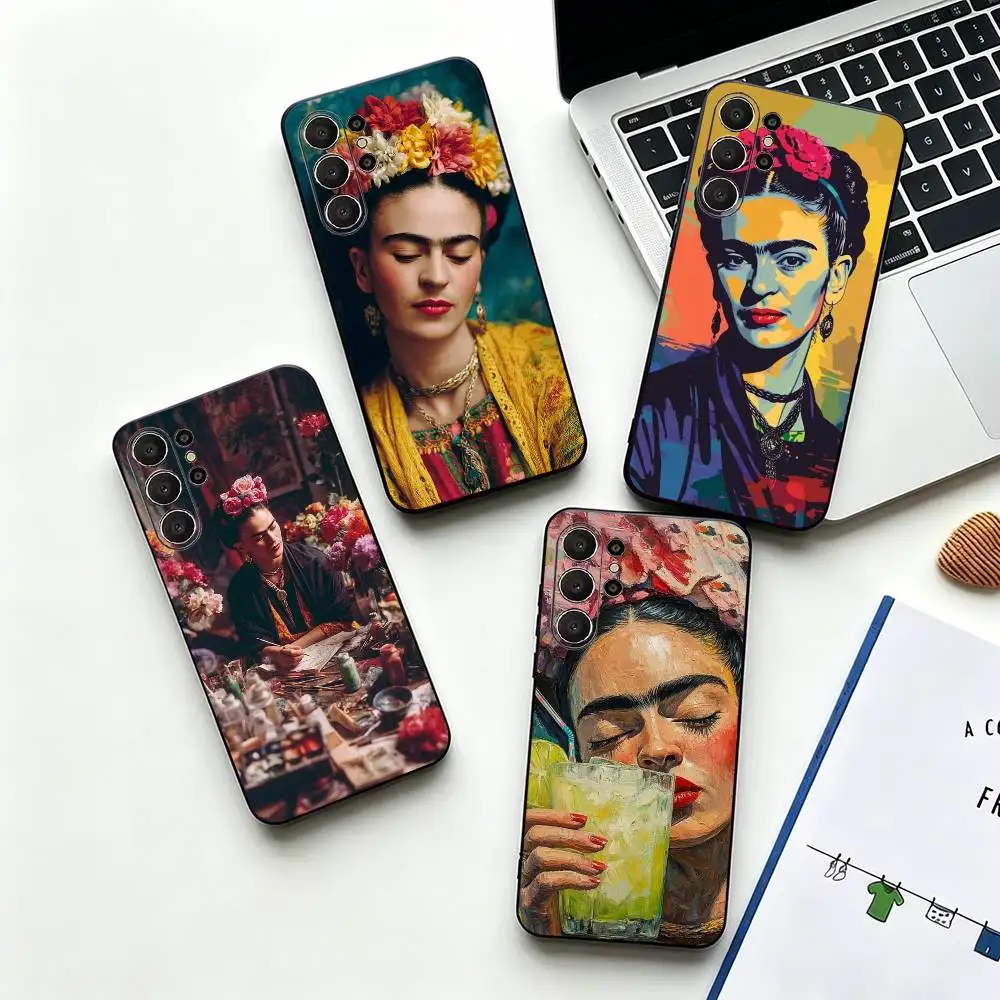 Legendary Female Artist Frida K-Kahlo Black Soft Silicone Phone Case for Samsung Ultra S26, S24, S21, S22, S23, S30, Plus, Lite
