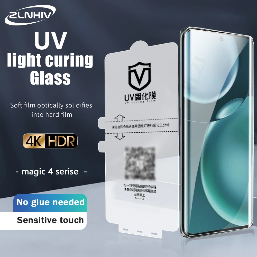 ZLNHIV UV light curing film Not Glass For Honor magic 5 4 3 pro plus Ultimate X40 V40 lite 9D protective screen protector cover