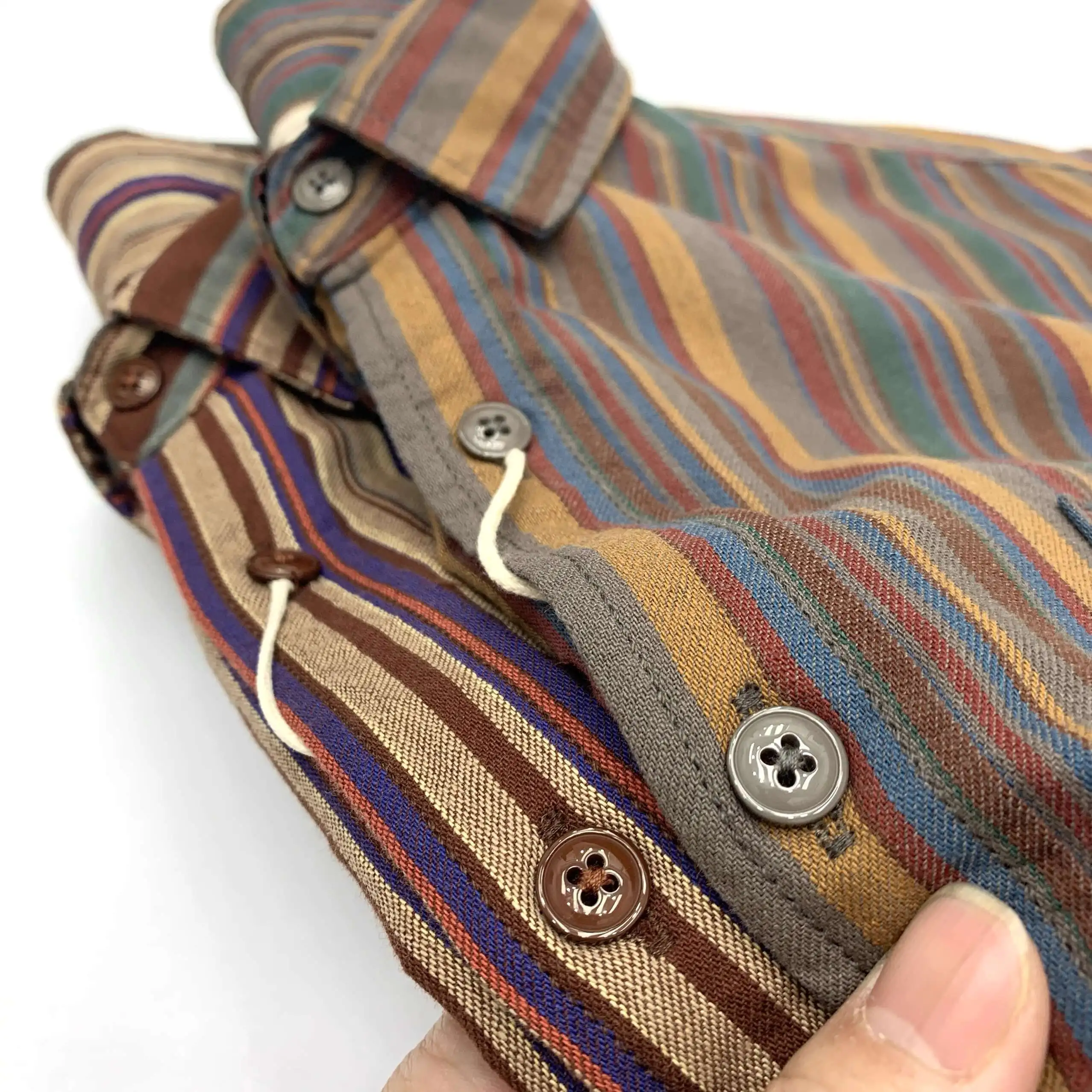 

Men's Vintage Short Sleeve Shirt Cotton Colorful Stripes Breathable Loose Fit Cuban Collar Ethnic-Inspired Summer Casual Shirt
