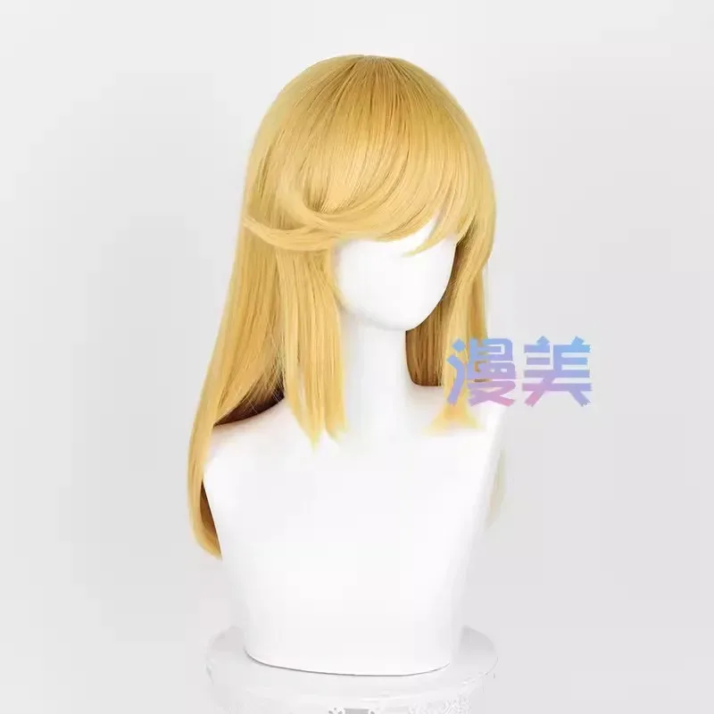 أنيمي أبل جاك شعر مستعار تأثيري 65 سنتيمتر طويل الذهبي فروة الرأس الباروكات مقاومة للحرارة الشعر الاصطناعية للنساء هالوين