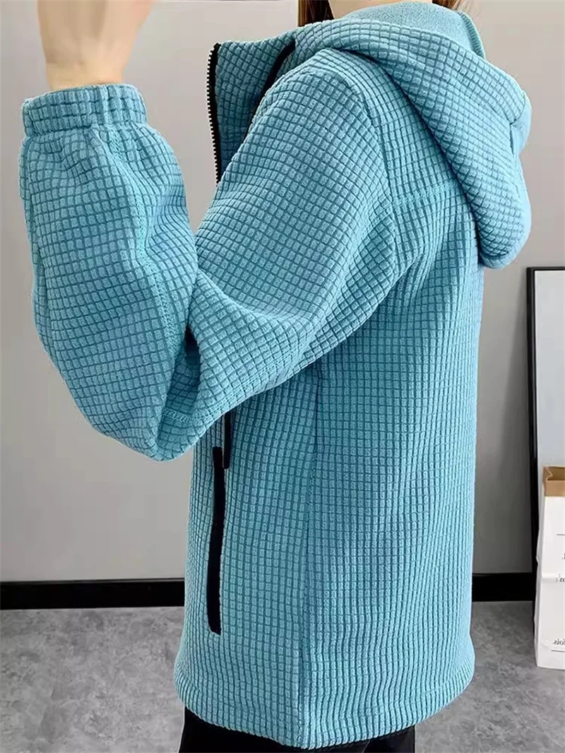 Outdoor Fleece Jacket, Women's Spring Autumn Cardigan, Sport Thickened Warm Breathable Hooded Jacket, Female Zipper Fleece Top
