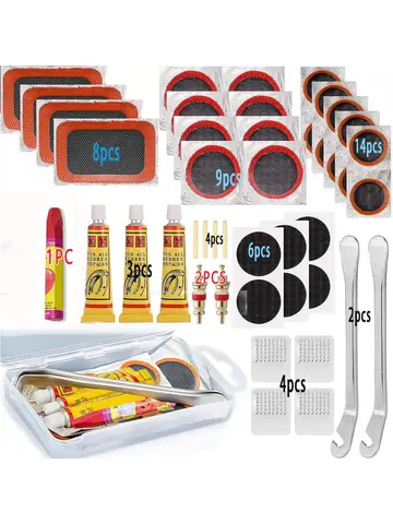 Bike Tire Repair Kit-Patches,Tire Flim,Grinding Film,Crowbar,Multifunctional Tools for Cycling Tire Patch Repair Kit