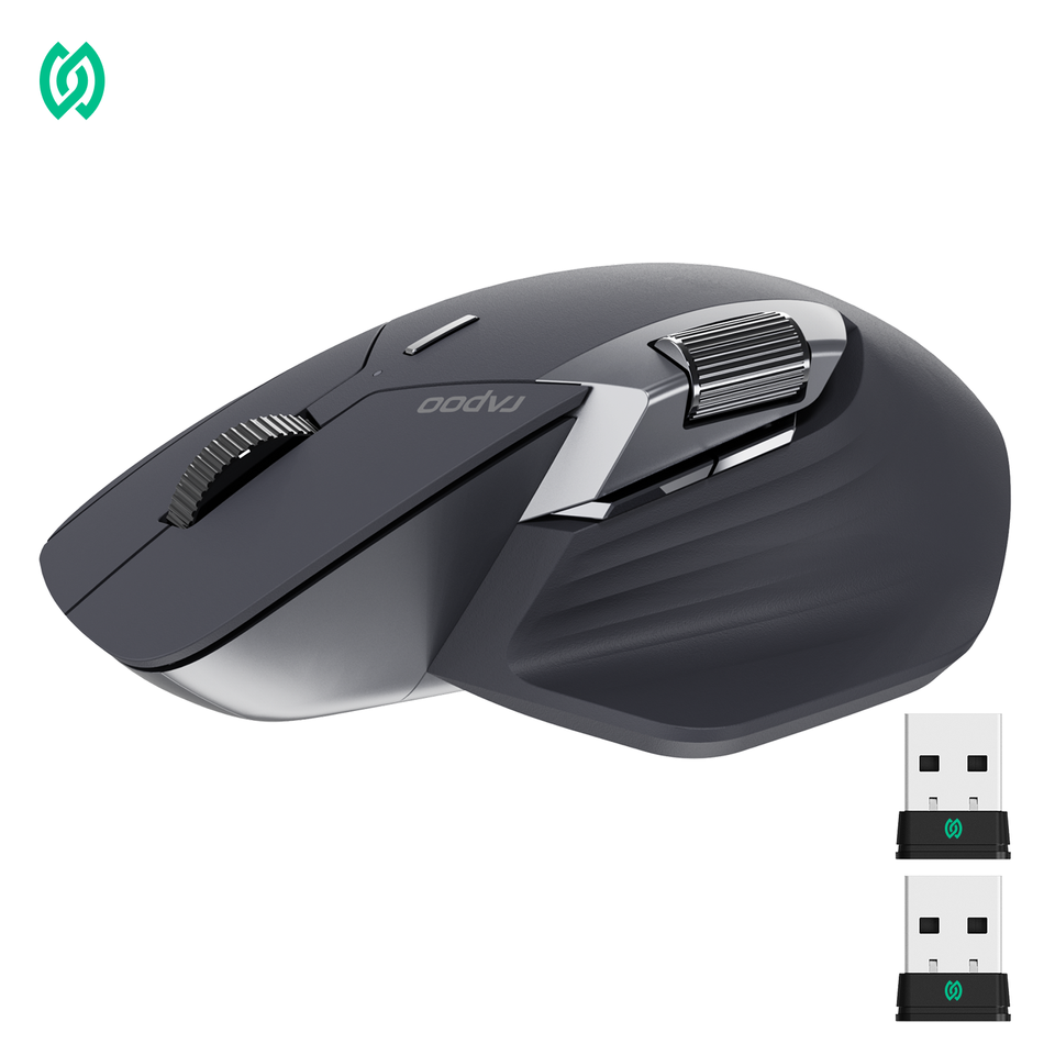  Rapoo MT760PRO Wireless Mouse NearLink + Bluetooth 5.0 Multi-Device 12000 DPI 2K Polling Rate Ergo for Work Gaming Quiet Clicks 