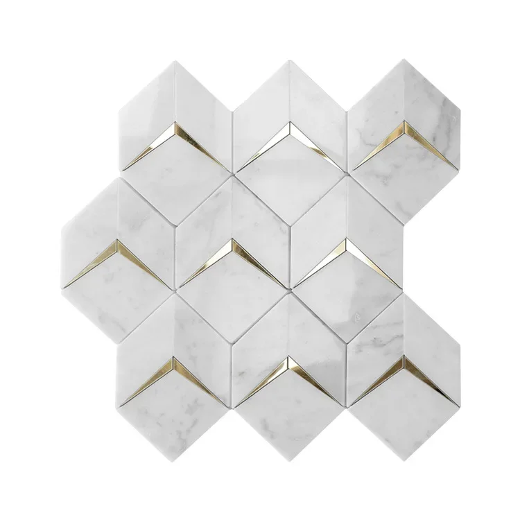 Water jet parquet natural marble mosaic Carrara white kitchen shower room wall floor tile