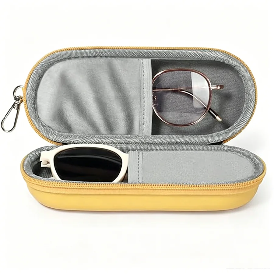 Langlebiges Hartschalen-Doppel-Brillenetui Tragbare Einfache Doppel-Sonnenbrillenbox Doppelte Brillenaufbewahrungsbox für Damen und Herren – Detail 2