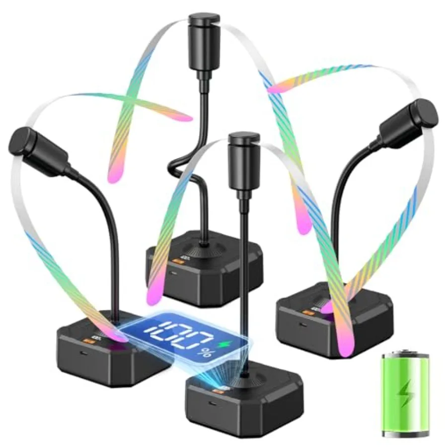 

Fly Fans for Tables Rechargeable Battery Last Up to 20 Working Hrs, Fly Fan with LED Display and Safe Blades, Food Fans for Out