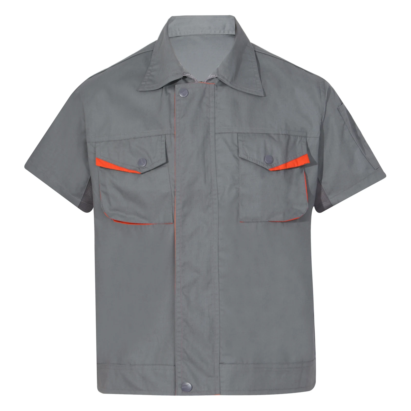 

Mens Factory Auto Mechanic Uniform Short Sleeve Work Jacket Zipper Button with Pockets Auto Mechanic Uniform Workshop Clothes