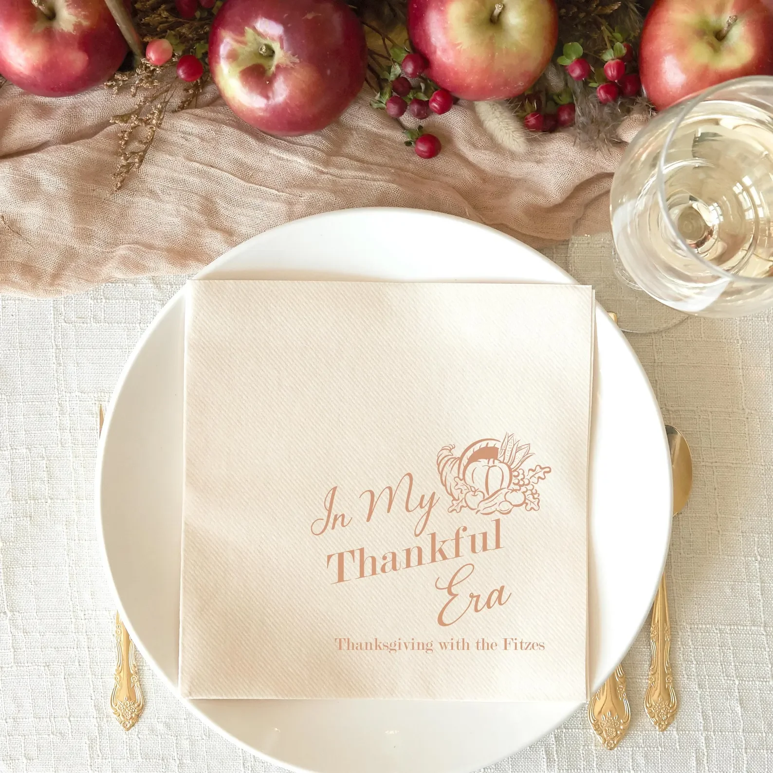 50pcs In My Thankful Era Napkins - Cocktail Napkin, Foil Stamped Party Decoration, Thanksgiving, Friendsgiving, Dinner Party, Ho